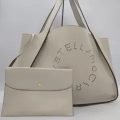 美品 ステラマッカートニー サークルロゴ ラージ トートバッグ ホワイト