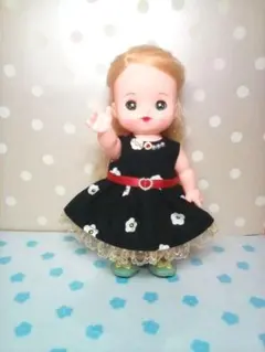 282.メルちゃん　ソランちゃん　服　花柄ワンピース　ブラック