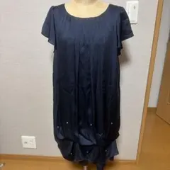 ネイビー パーティードレス パール装飾のサムネイル