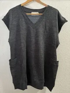 グレー Vネック ニットベスト　フリーサイズ