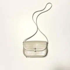 アイボリー クロコ調 ショルダーバッグ