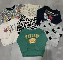 ベビー　トレーナー　スウェット　長袖　牛柄　ヒョウ柄　ミッキー　働く車　90