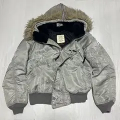 90s USA ALPHA N2B flight jacket SILVER