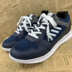 新品★メンズ★25.5cm★厚底 レトロランニングスニーカー 紺色2277
