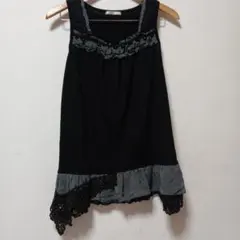 axes femme ノースリーブ フリル レース ブラックのサムネイル