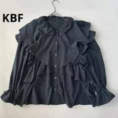 KBF ワイドフリルカラーブラウス FOG NAVY ONE