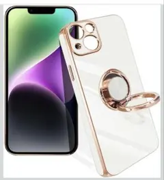 iPhone 13ケース スタンド機能 360°回転 車載ホルダー対応 ホワイト