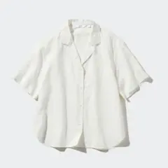 【UNIQLO】リネンブレンドオープンカラーシャツ オフホワイト L