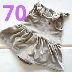 サイズ70✿POLObaby コーデュロイ ワンピース ベージュ 淡色 肩リボン