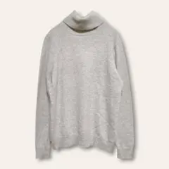 【クロージング】カシミヤ100%　タートルネックセーター　グレー　L　無地　美品
