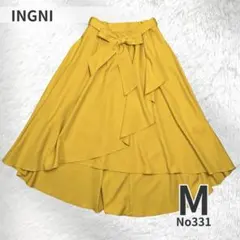 INGNI イング リボン フレアスカート M マスタード ロング ウエストゴム