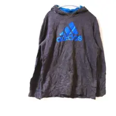 adidas アディダス　グレー 青 パーカー 15-16Y　キッズ