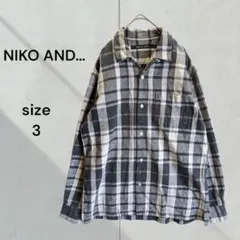 NIKO AND... グレー チェック柄 長袖 シャツ メンズ3 綿100%のサムネイル