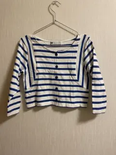 ストライプ クロップド丈 長袖 トップス