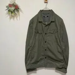 DKNY 【L】 ミリタリーシャツ カーキ 長袖 コットン ワーク アメカジ