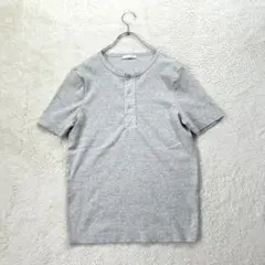 ザラ/XL/グレー/ヘンリーネックリブTシャツ/半袖/春夏/ユニセックスのサムネイル