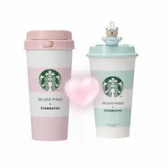 gelato pique ボーダーリユーザブルカップ ステンレス ピンク スタバ