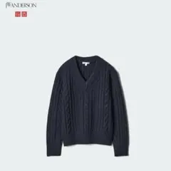 ユニクロ ケーブルVネックセーター JW ANDERSON ネイビー