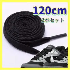 黒 靴紐 120センチ 平紐 2本組 NIKE アディダス vans