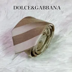 【美品】ドルチェ&ガッバーナ　ネクタイ　ナロータイ　ストライプ　ゴールド　シルク
