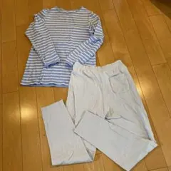 ユニクロ⭐︎綿95%薄手の長袖ストライプ柄パジャマ 160cm