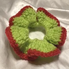 343 ニットシュシュ　ヘアアクセサリー　かぎあみニット　カラフル　平成　派手