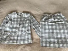 チェック柄ジャケットとスカートセット　春夏