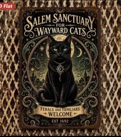 SALEM SANCTUARY ブリキ看板 猫 インテリア　ブリキ看板