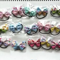 NO.14ハンドメイド　キッズリボン　カラフルリボンヘアゴム15個セット