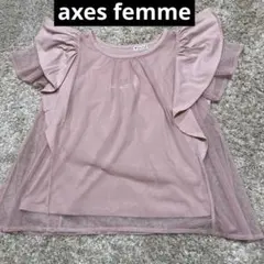 axes femme ピンク フリルトップス Tシャツ