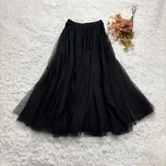 GRL グレイル チュールロングスカート フレア 無地 ウエストゴム フェミニン
