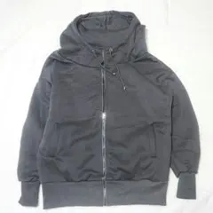 ボリュームネック ジップアップパーカー グレー 裏起毛 部屋着 防寒 小顔効果