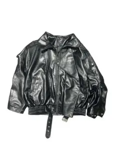 ブラック レザー ライダースジャケット Sサイズ ストリート 韓国 グランジ