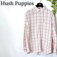 Hush Puppies 長袖シャツ Lサイズ 白 赤 チェック柄 メンズのサムネイル