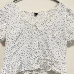 SHEIN 小花柄 パフスリーブ ブラウス Mサイズ Vネック クロップド丈