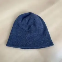 CA4LA ダークブルー ニット帽 カシミヤ100%