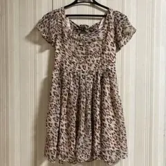 シフォンワンピース セシルマクビー　ミニ丈　レオパード柄　ピンク　Mサイズ