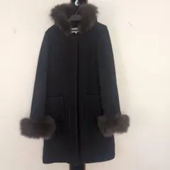 PROPORTION ファー付きロングコート ネイビー