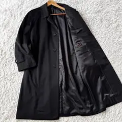 ゼニア　ロング　ステンカラーコート　ビジネス　カシミヤ100％　黒　比翼　M