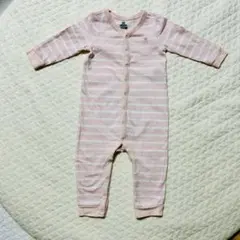 【美品】GAPベビー クマの顔 ピンクストライプロンパース 12-18ヶ月 80