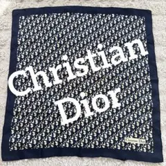 Christian Dior ディオール ネイビー トロッター柄 大判スカーフ