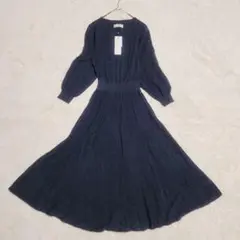 【新品】Noela ノエラ ロングワンピース 総レース編み ネイビー フレア