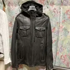シェラック shellacレザーブルゾン44黒パーカーのサムネイル