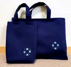 紺色レッスンバッグ、お受験、入園入学ハンドメイド