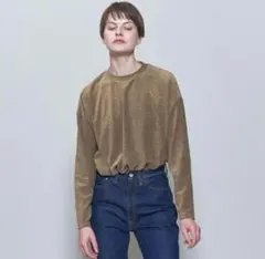 6 ROKU パイル ボーダードローストリングトップス カットソー