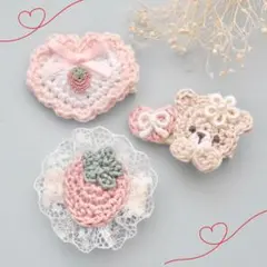 【3点セット/送料込み/匿名配送】ヘアクリップ◽️くま/いちご/パステル◽️