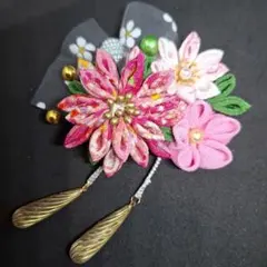 【SALE】ちりめん つまみ細工 和装 髪飾り 成人式 結婚式 浴衣 着物