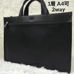 ✨極美品✨ タケオキクチ ブリーフケース 1層 レザー A4可能 2way 黒