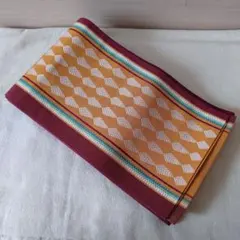 博多織　幾何学模様 半幅帯 山吹色と茶色