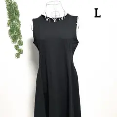 ユニクロ・L ノースリーブ ロングワンピース Aライン エアリズム ブラック